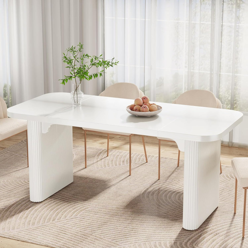 Tribesigns Dining Table for 4-6, Rectangular Wood Kitchen Tables with Double ...