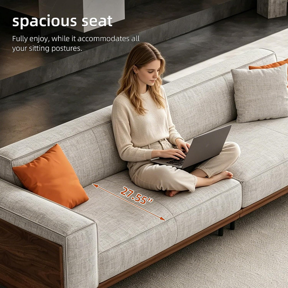 Modern 4-Seater Upholstered Fabric Sofa for Living Room, 111.8"