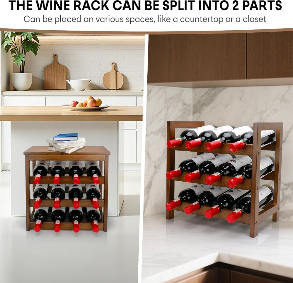 Wine Rack Freestanding Floor, 6-Tier Display Wine Storage Shelf | Holds 24 Bo...