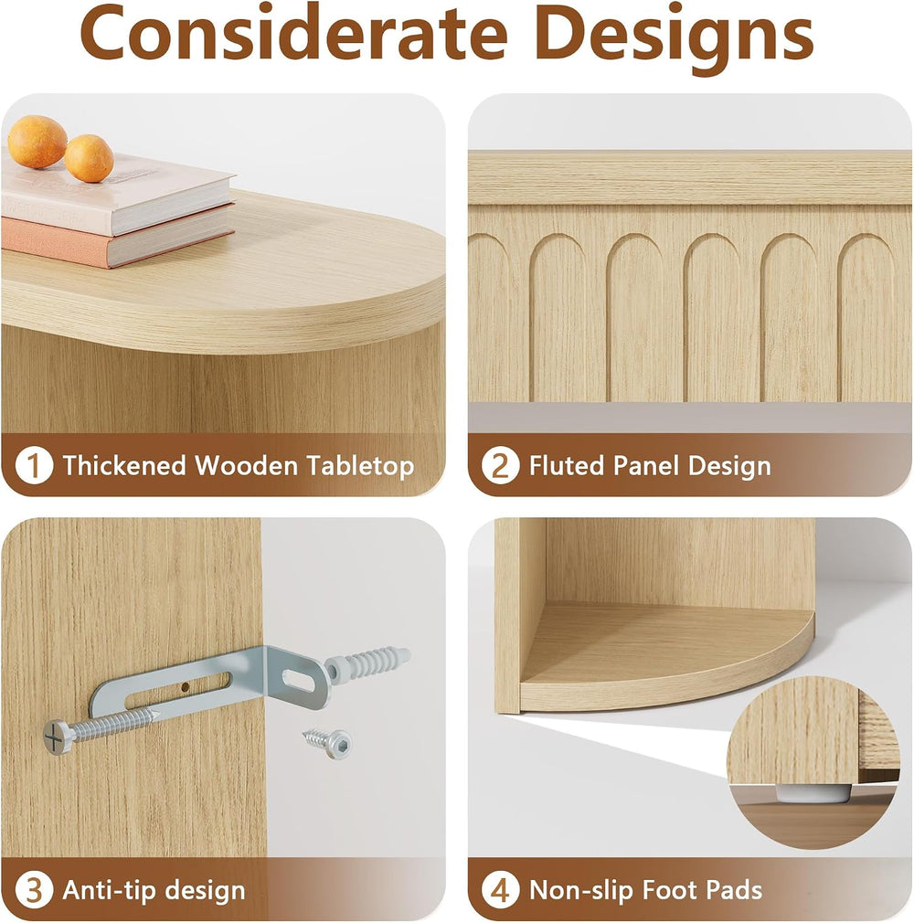 Hoctieon Fluted Console Table with Storage, Entryway Table with Side Storage ...