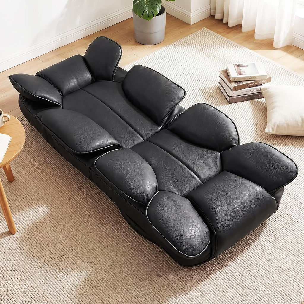 Giantex 360° Swivel Floor Gaming Chair, Folding Lazy Lounger Couch with 6-Position Adjustable Backrest & Sponge Filling, Lazy Sofa Lounge Chair, Video Gaming Chair for Reading, Relaxing (Black)