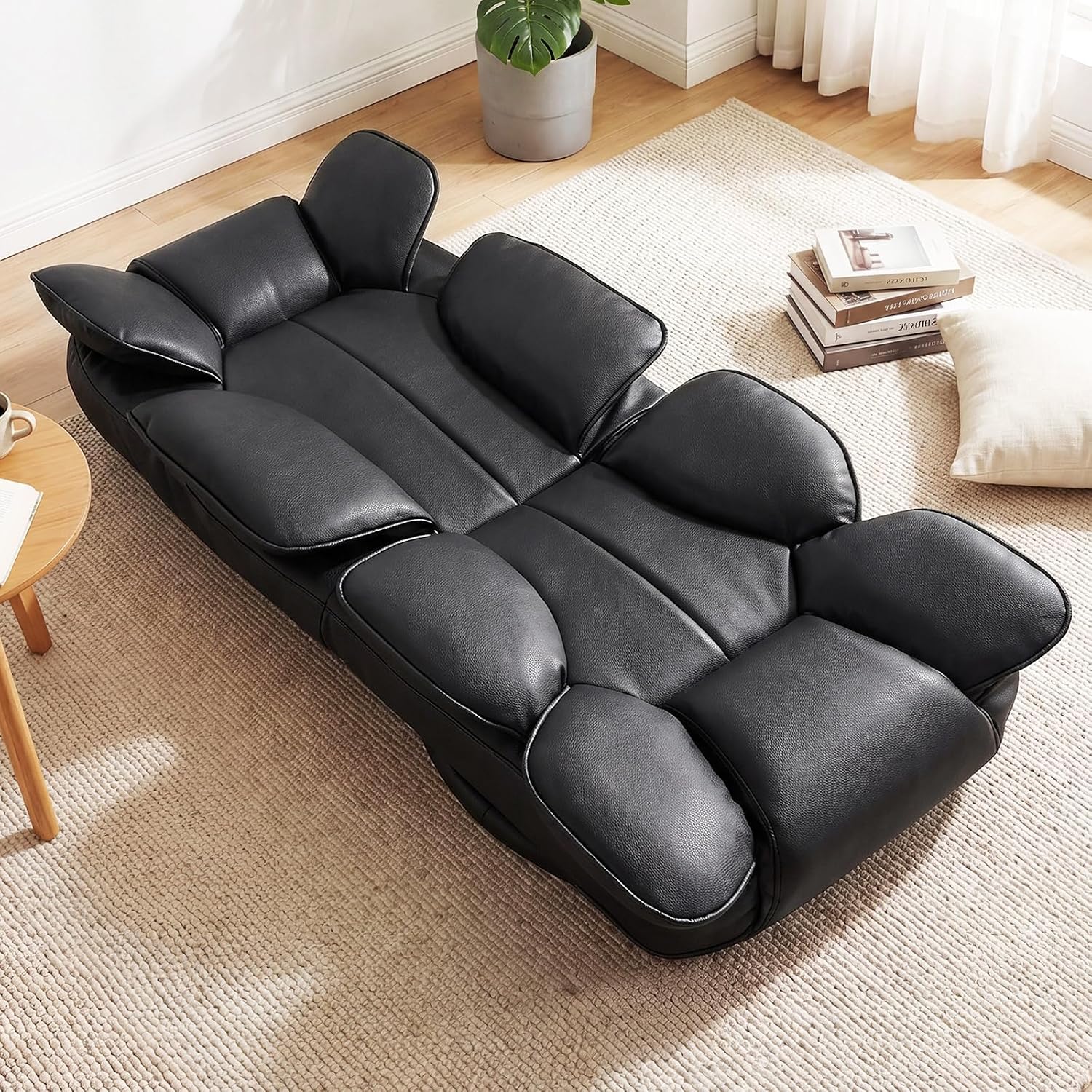 Giantex 360° Swivel Floor Gaming Chair, Folding Lazy Lounger Couch with 6-Position Adjustable Backrest & Sponge Filling, Lazy Sofa Lounge Chair, Video Gaming Chair for Reading, Relaxing (Black)