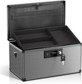 Medicine Lock Box with Key, Alluminum Alloy Box for Medication,First Aid Box with a Removeable Tray to Store Medicines & Pills for Home, Black, 14 * 8.46 * 7.48 Inch