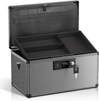 Medicine Lock Box with Key, Alluminum Alloy Box for Medication,First Aid Box with a Removeable Tray to Store Medicines & Pills for Home, Black, 14 * 8.46 * 7.48 Inch
