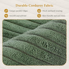 Vesgantti 38.5" Accent Chair with Movable Ottoman, Comfy Corduroy Armchair with Spring Cushion, Reading Chair with Ottoman, Modern Single Sofa for Living Room, Bedroom and Apartment, Green