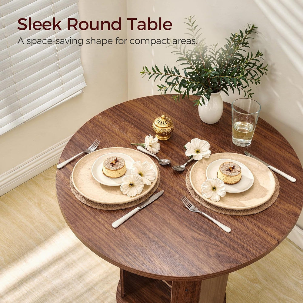 MAHANCRIS 31.5" Round Dining Table with Storage Shelf for 2-3, Circle Ki...