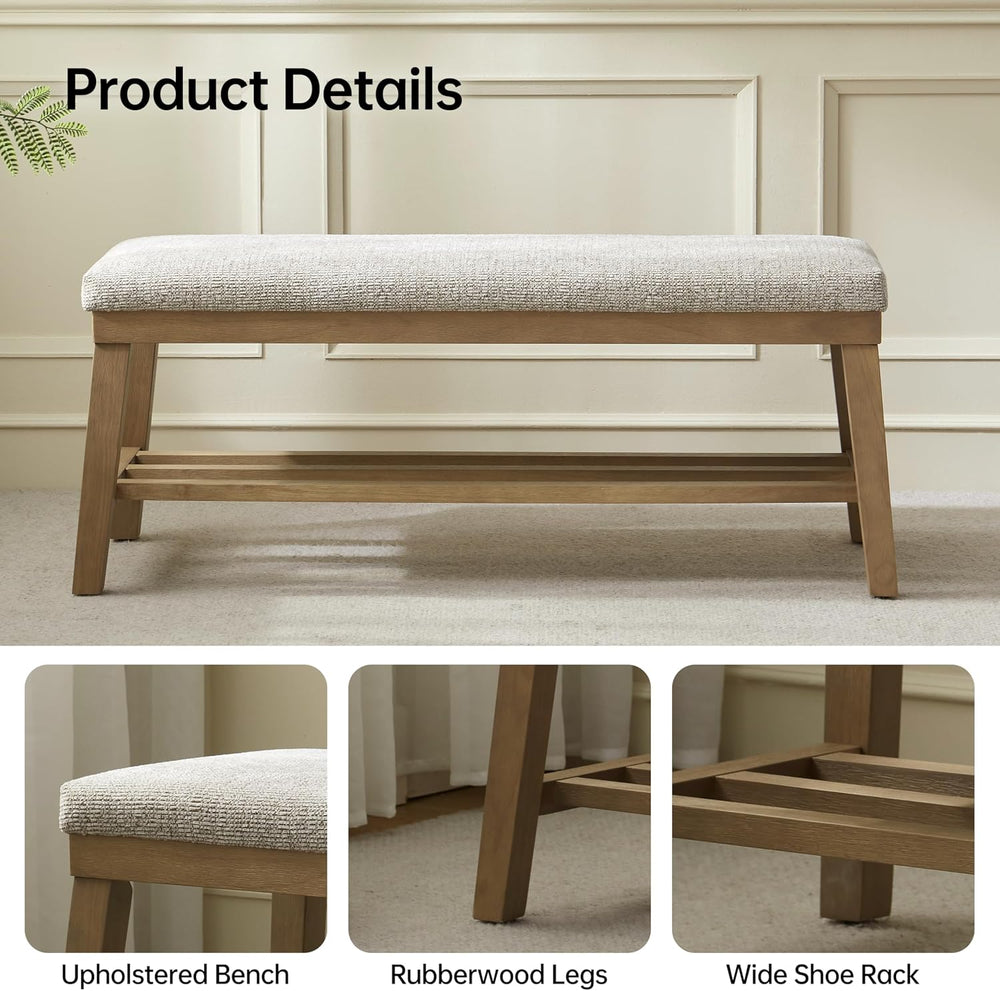 VKNOW Entryway Bench, 44.4" Upholstered Shoe Storage Bench for Entryway ...