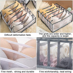 7 Grids Washable Wardrobe Clothes Organizer,Clothing Storage Bins,Drawer Organizer for Clothing,Drawer Dividers for Clothes, Mesh Separation Box for Underwear, Socks, Scarves, Jeans