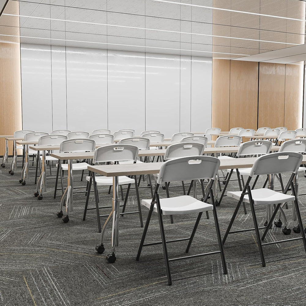 Bonnlo 10-Pack White Plastic Folding Chairs, Portable Seat with Sturdy Steel ...