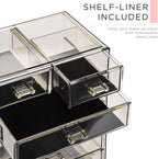 Sorbus Acrylic Makeup Organizer Set, 6-Drawer Vanity & Countertop Cosmetic Storage with Small & Wide Compartments, Black-Tint Makeup Storage for Brushes, Jewelry – Holiday Gift for Women & Teens