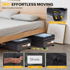 Under Bed Storage with Wheels, 2 Packs XXL Underbed Organizer with Lid, 10'' Adjustable Height Shoes Containers Clothes Rolling Bin for Bedroom Dorm, Grey