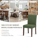 Upholstered Parsons Dining Chairs Set of 2, Modern Dining Room Chairs with Back, Fabric Kitchen Side Chairs with Wood Legs for Dinner Farmhouse Restaurant, Green