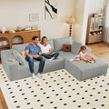 96" Modular Sectional Couch, Boneless L Shaped Cloud Sofa with Chaise Lounge, Corduroy Upholstered Couches Memory Foam Deep Seat, No Assembly Required, Ideal for Living Room(Light Gray, Right Facing)