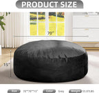Hobestluk 6FT Bean Bag Chair Bean Bag Chairs for Adults Giant Bean Chairs with Velvet Cover, Memory Foam BeanBag Chair Fluffy BeanBag Chairs for Living Room, Bedroom- Black (70" x 70" x 15")