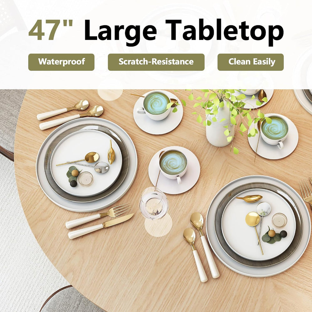 weselon 47 inch Round Dining Table for 4, Kitchen Table Dinner Table with 2-L...
