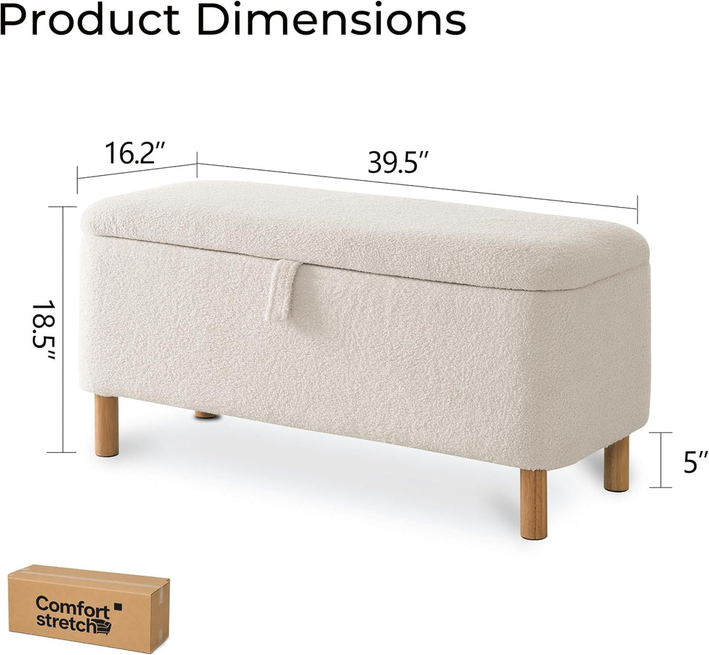Boucle Storage Ottoman Bench for Bedroom end of Bed, Sherpa Upholstered Shoe ...