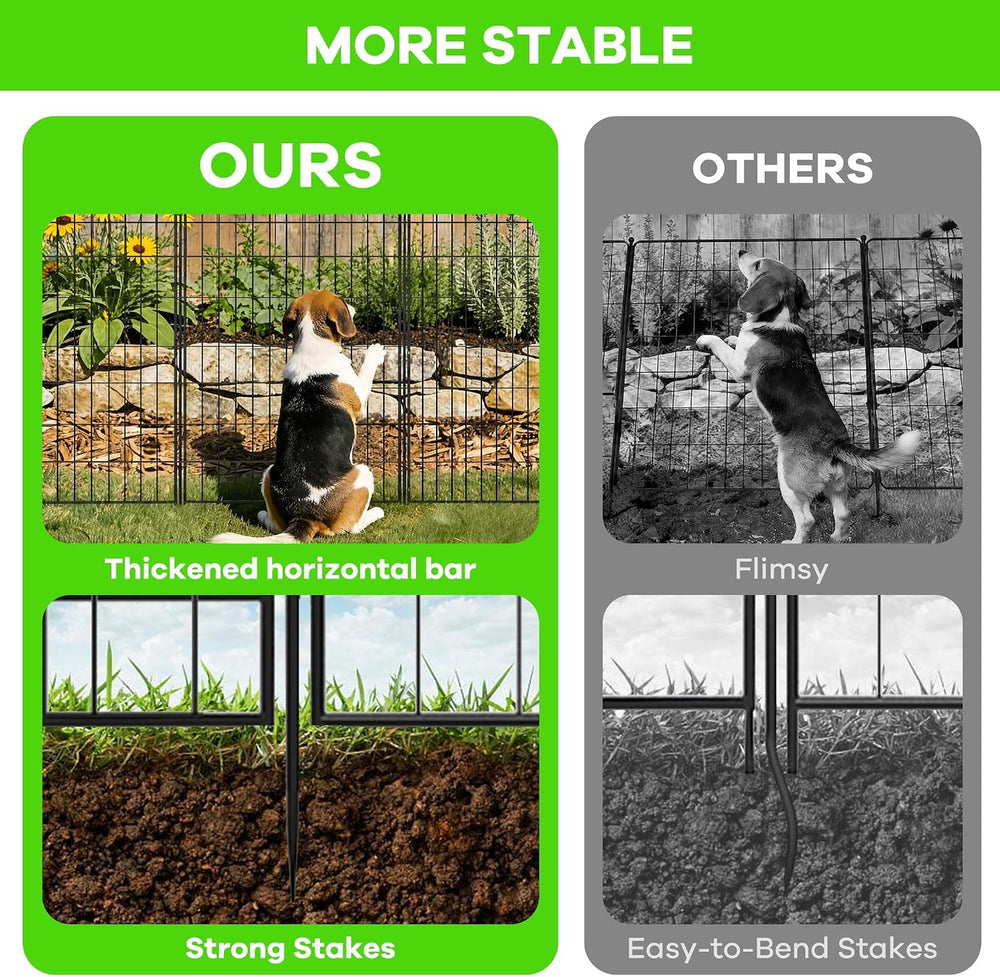 Garden Fence, 24in(H) x 23.6ft(L) 10 Pack Garden Fencing Animal Barrier, Meta...