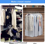 MsKitchen Hanging Clothes Storage with 4" Gusseted Garment Covers (Set of 6) - Clear Suit, Gown, Long Coat, Dress Protectors for Closet - 24"x 50"x 4" / 6 Pack