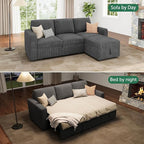HONBAY Modular Sectional Sleeper Sofa with Pull Out Bed, L Shaped Sofa with Storage, Modular Sectional Couches for Living Room, Dark Grey