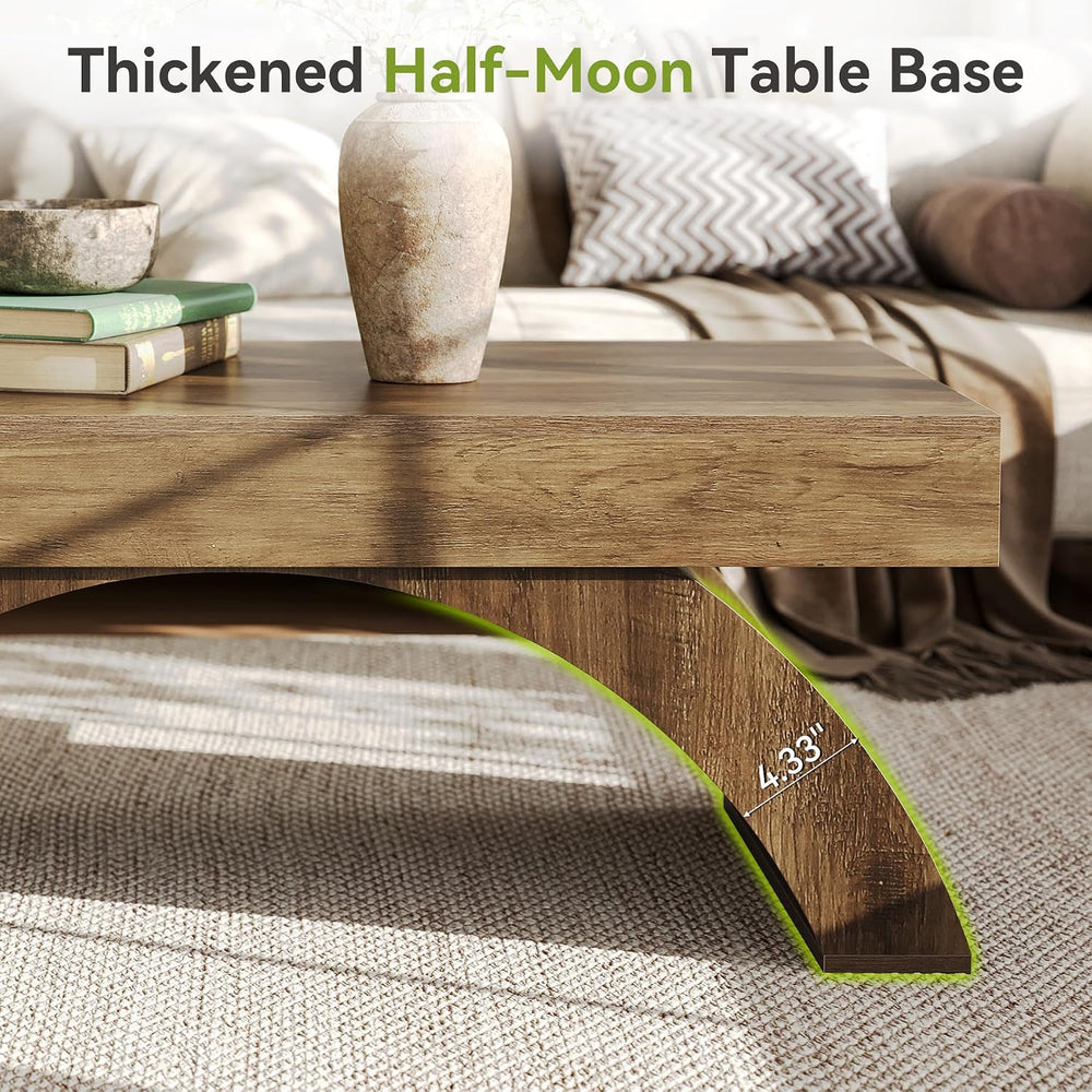 LITTLE TREE Modern Coffee Table, 47” Living Room Table, Rectangle Coffee Tabl...