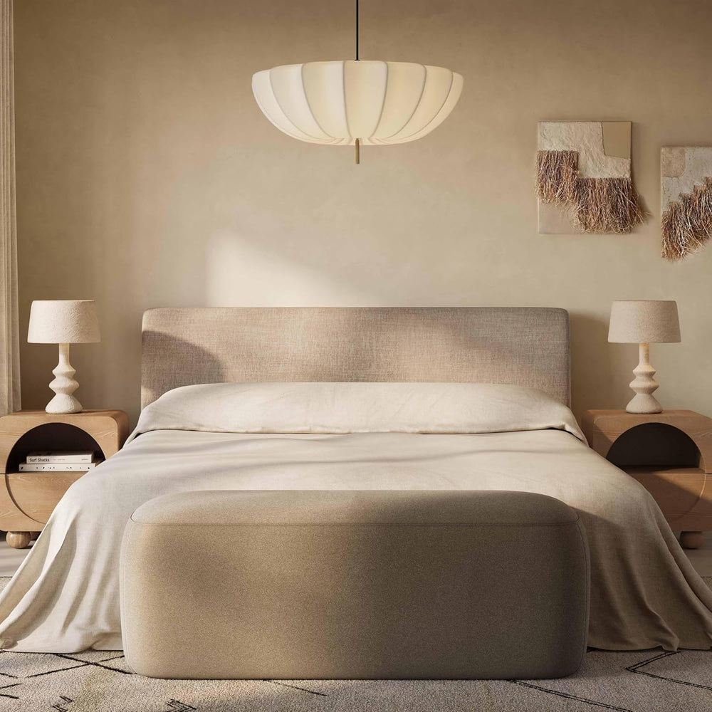 Tov Furniture Graceland Taupe Faux Mohair Bench