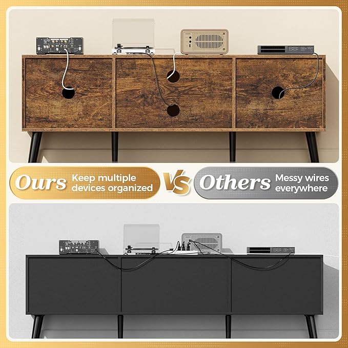 SUPERJARE TV Stand for 55 Inch TV, Entertainment Center with Adjustable Shelf...
