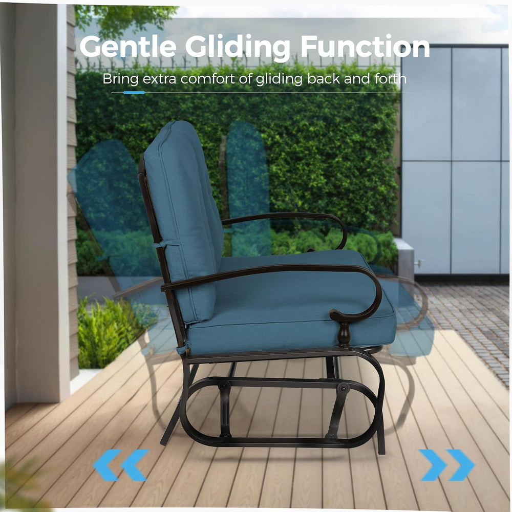 Crownland Outdoor Patio Glider Chair, Rocking Glider Bench for 2 Person, Porc...