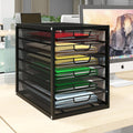 Natwind Mesh Desk Organizer with 6 Tier Sliding Drawers, Paper Sorter, Multi-Functional Home Office Supplies Storage Tray for Letters, Documents, Books, Mail, Files, Arts & Crafts Supplies - Black
