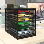 Natwind Mesh Desk Organizer with 6 Tier Sliding Drawers, Paper Sorter, Multi-Functional Home Office Supplies Storage Tray for Letters, Documents, Books, Mail, Files, Arts & Crafts Supplies - Black