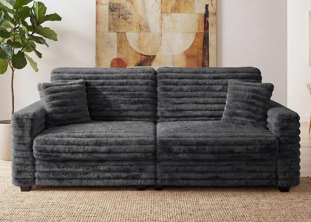 78.7" Corduroy Love Seat Sofa, Cloud Deep Seat Couch with Legs 2 Pillows...