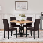 Yaheetech Dining Chairs Set of 4 PU Leather Dining Room Chairs with Waterproof Surface and Wood Legs for Kitchen Restaurant and Living Room, Dark Brown