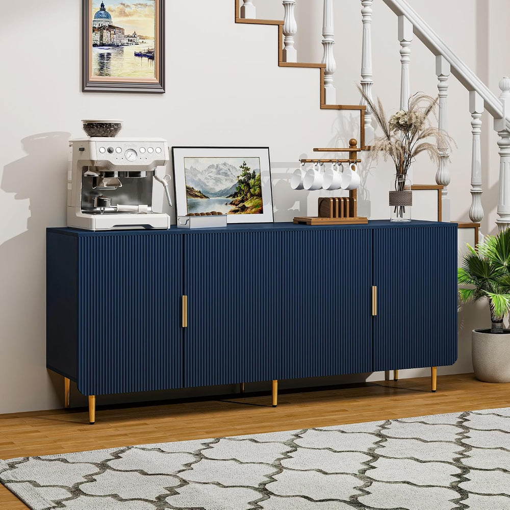 65" Fluted Sideboard Buffet Cabinet with Storage, Blue
