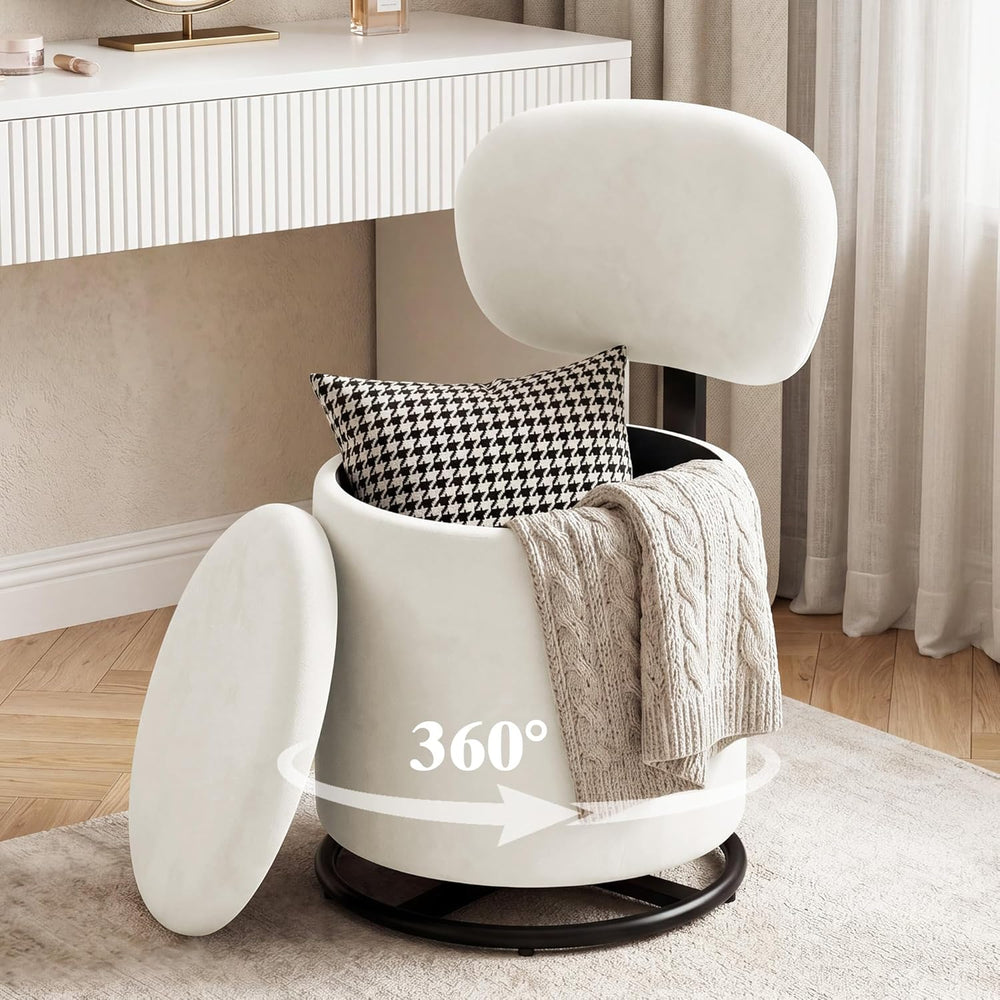 LIVELYGLOW Velvet Vanity Chair with Independent Backrest, 360° Swivel Makeup ...
