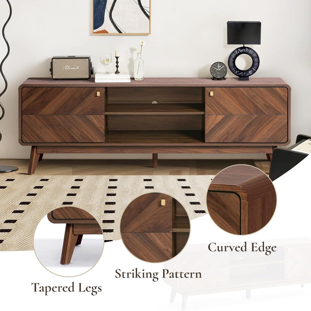 LuxenHome 63" Mid Century Modern TV Stand for Living Room for TVs up to ...