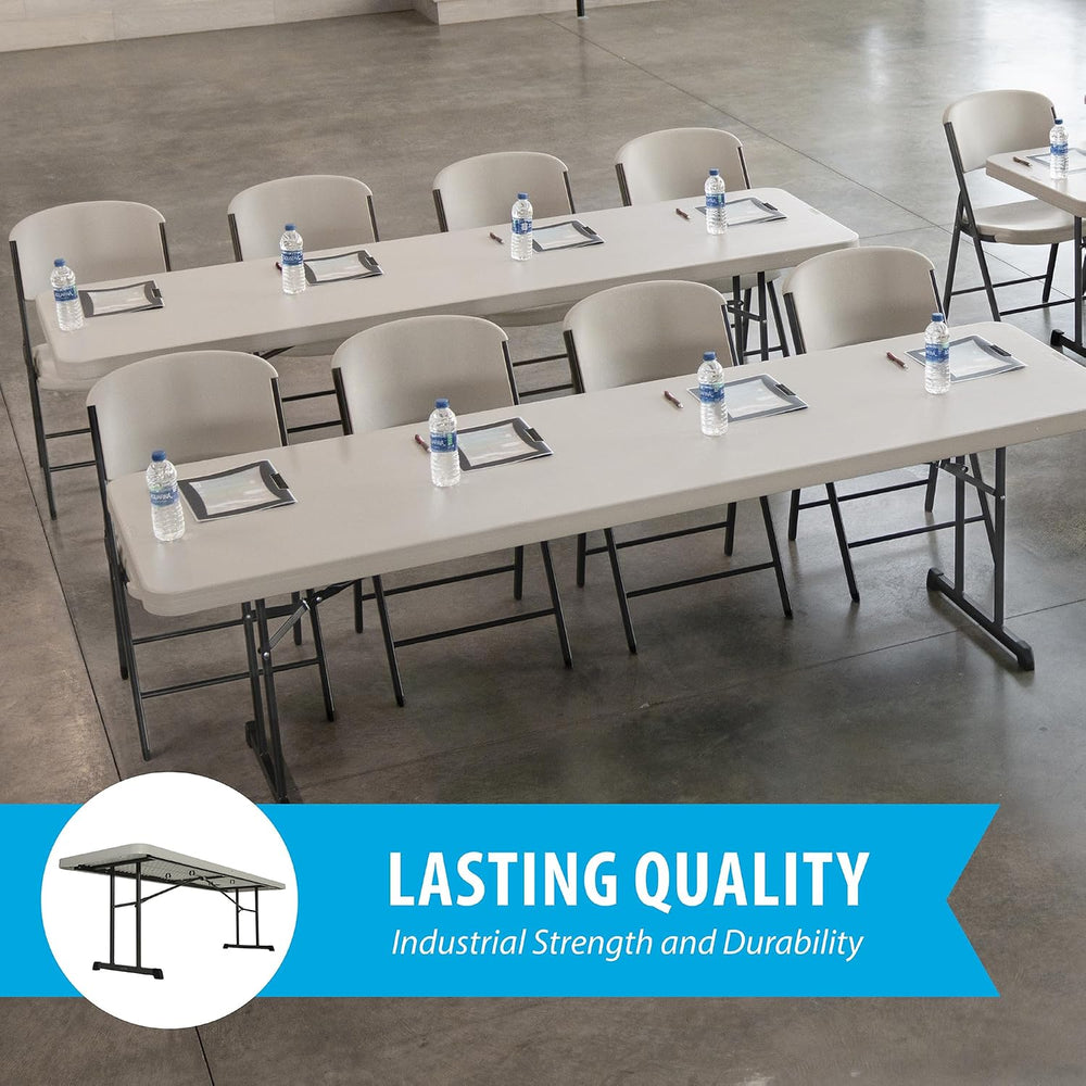 LIFETIME 880250 Professional Grade Folding Table, 8 ft, Almond HDPE Top, Bron...