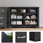 LINSY HOME 7 Drawers Dresser for Bedroom, 47" Wide Rustic Wood Dressers & Chests of Drawers, Modern Storage Dresser with Antique Handles for Closet, Living Room, Hallway, Black