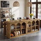 Tribesigns Kitchen Island with Storage, 55-in Counter Height Stationary Kitchen Table with 2-Tier Shelves & Large Worktop, Wooden Coffee Bar Table for Dining Room, Rustic Brown