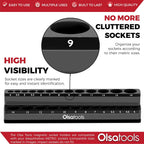 Olsa Tools Magnetic Socket Holder | 1/4-inch Drive | Metric | Black | Holds 26 Sockets | Professional Quality Tools Organizer