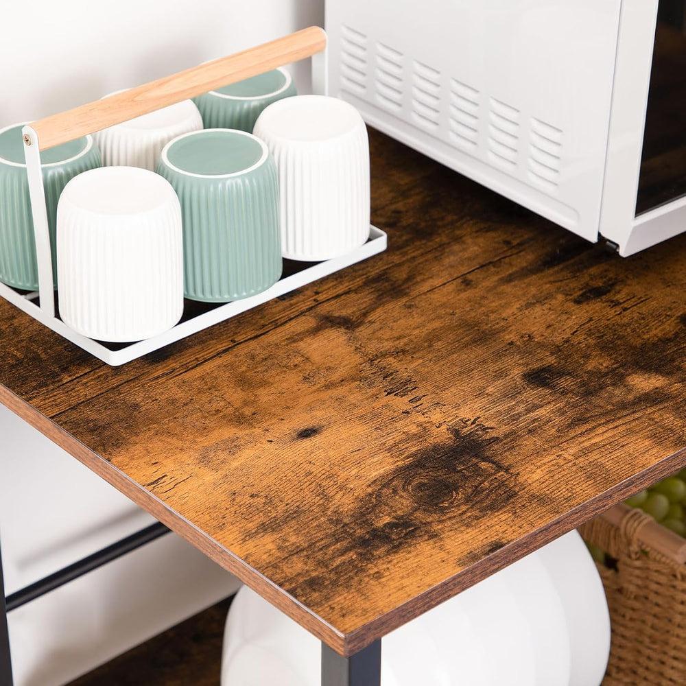 HOOBRO Kitchen Island with Wine Rack, Industrial Island Counter with Hooks an...