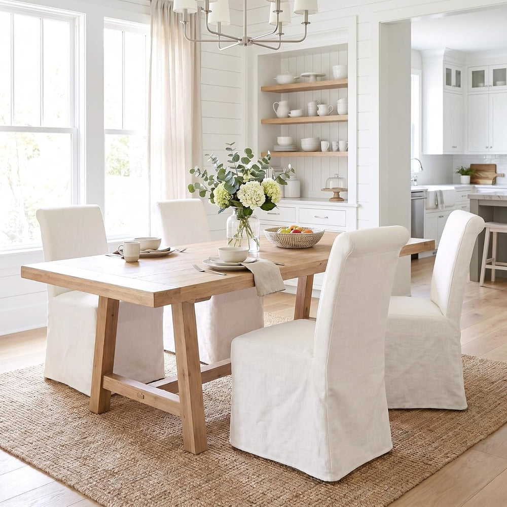 chairus Slipcovered Upholstered Parsons Dining Chairs Set of 4, Cream White