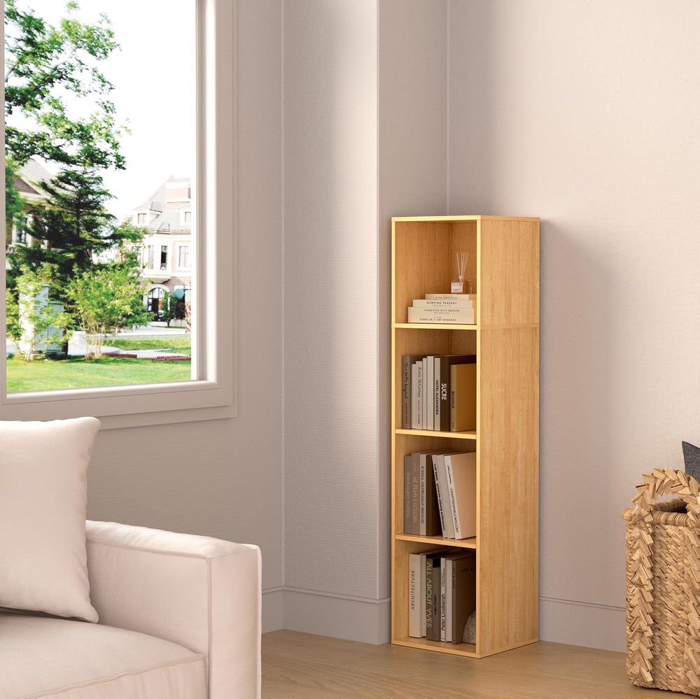 4 Cube Storage Organizer, 4 Tier Cube Bookcase Freestanding Storage Display O...