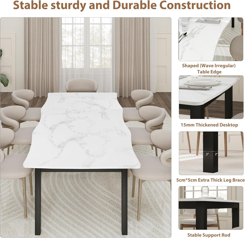 IDEALHOUSE Dining Room Table for 6-8 People, 79”Dining Table, Kitchen Table w...