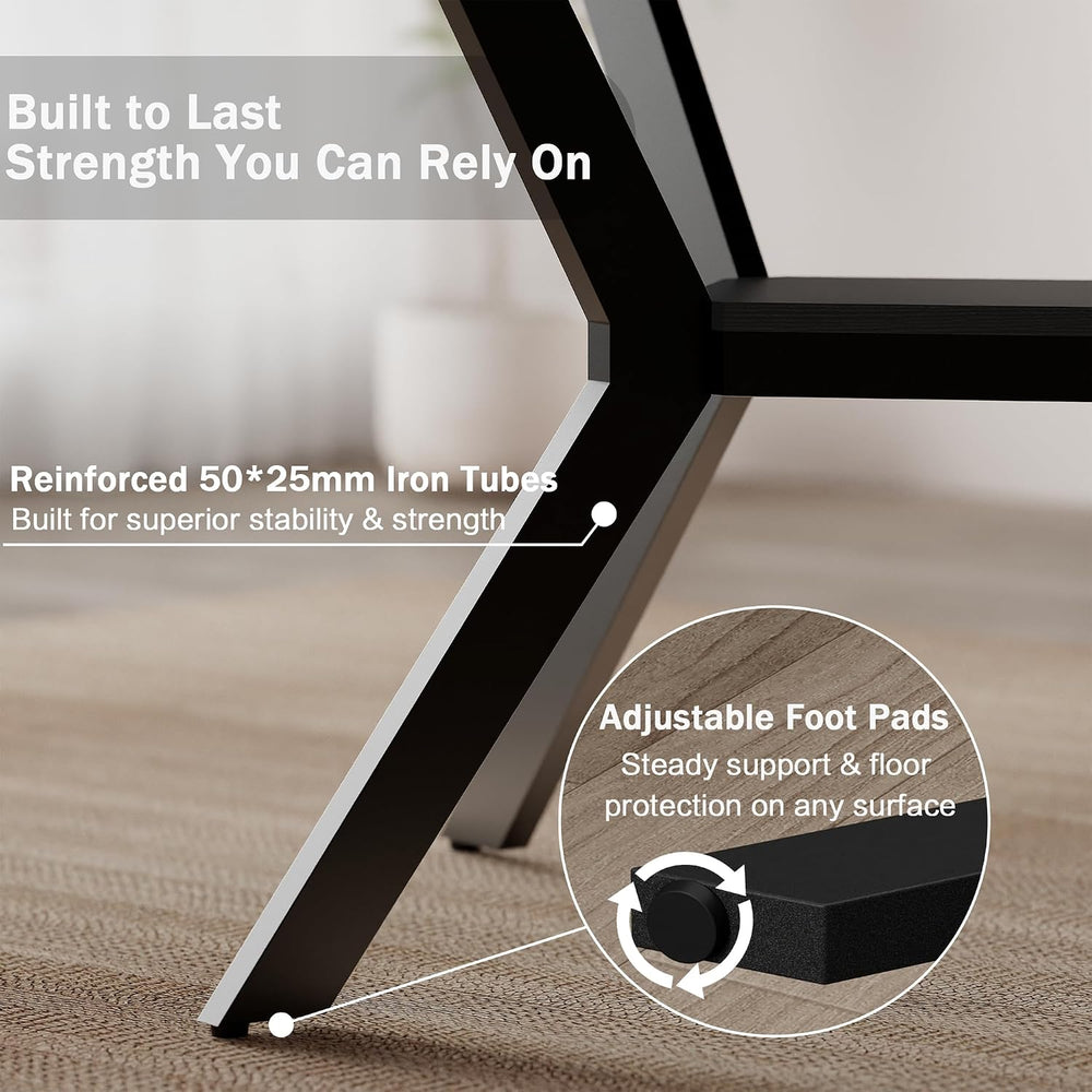MECHYIN Extendable Dining Table for 4-8, 55-71 in, Storage Shelf, Black | Fli...