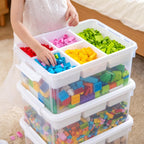 Citylife 17 QT Storage Box with Building Baseplate Lid and Removable Tray Office Organization Kitchen Organization Toy Storage Bead, Tool, Sewing, 2 Packs