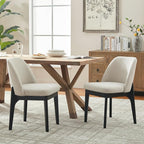 VKNOW Wooden Dining Chairs Set of 6, Upholstered Dining Room Chairs with Rubberwood Legs and Padded Seats, Kitchen Chairs for Restaurant Kitchen Living Room, Khaki