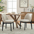 VKNOW Wooden Dining Chairs Set of 2, Upholstered Dining Room Chairs with Rubberwood Legs and Padded Seats, Kitchen Chairs for Restaurant Kitchen Living Room, Khaki