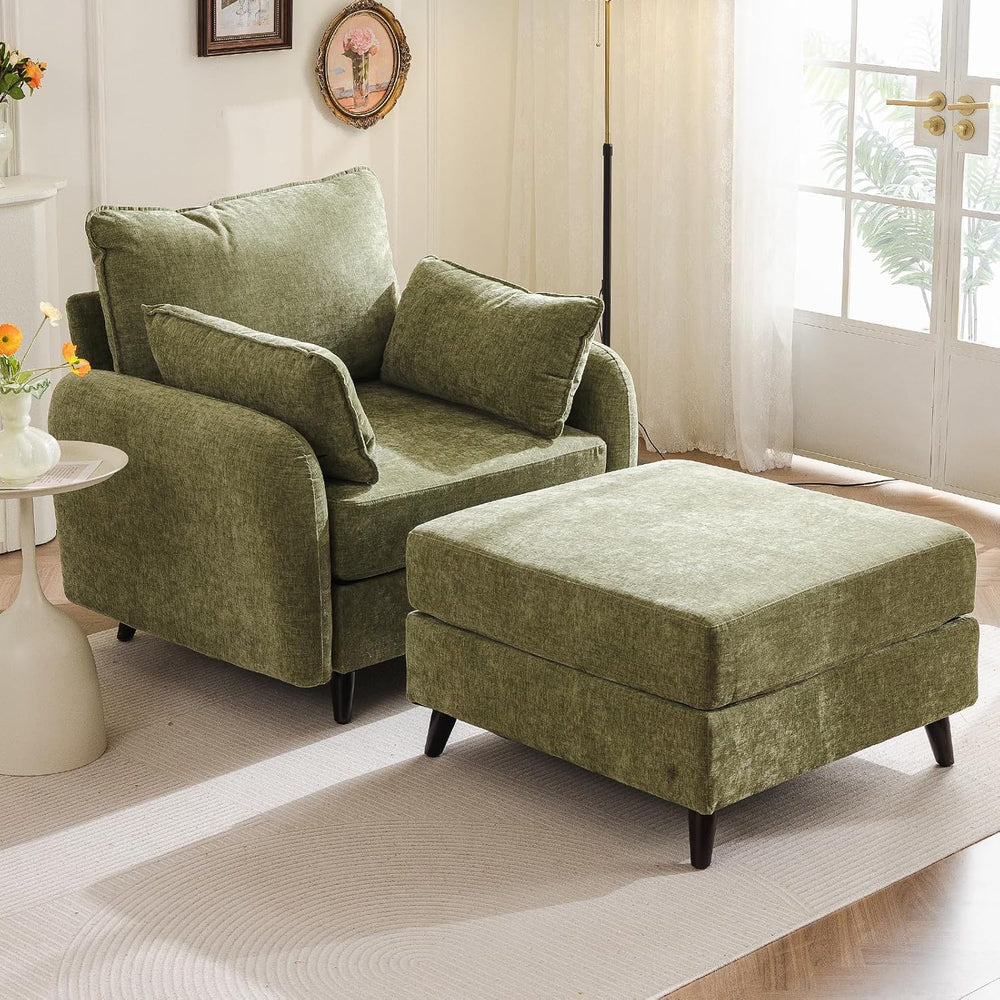 Rexulqo Oversized Accent Chair with Ottoman,All Seats Storage,Comfy Armchair,...