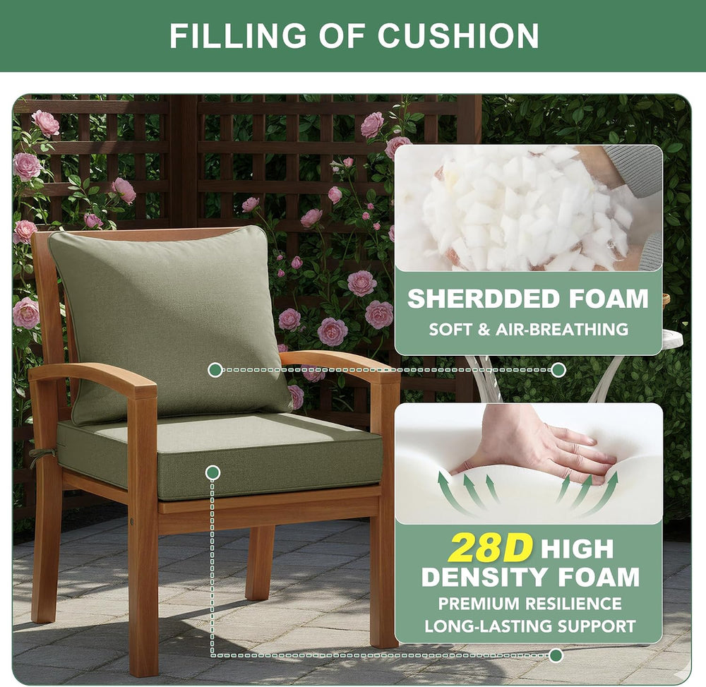 Summsun Water Resistant Outdoor Chair Cushions, Faux Linen Backrest and Deep ...