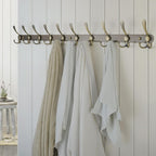 Dseap Coat Rack Wall Mount - 38” Long 10-Tri-Hooks Heavy Duty Coat Hanger Rail Wall Hooks for Hanging Coats Hats Clothing Clothes Purse Mudroom Entryway, Bronze, Pack of 2