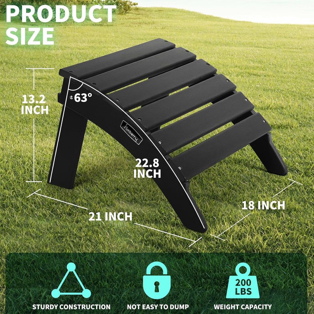 FUNBERRY Folding Adirondack Ottoman Set of 2, HDPE All Weather Outdoor Foot R...